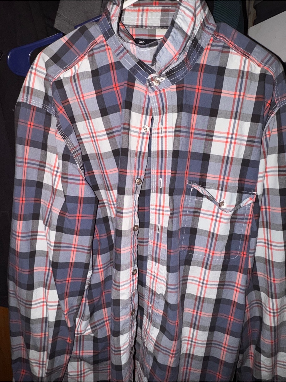 GAP Men’s XL Plaid Button-Down Shirt in Navy, Red & White